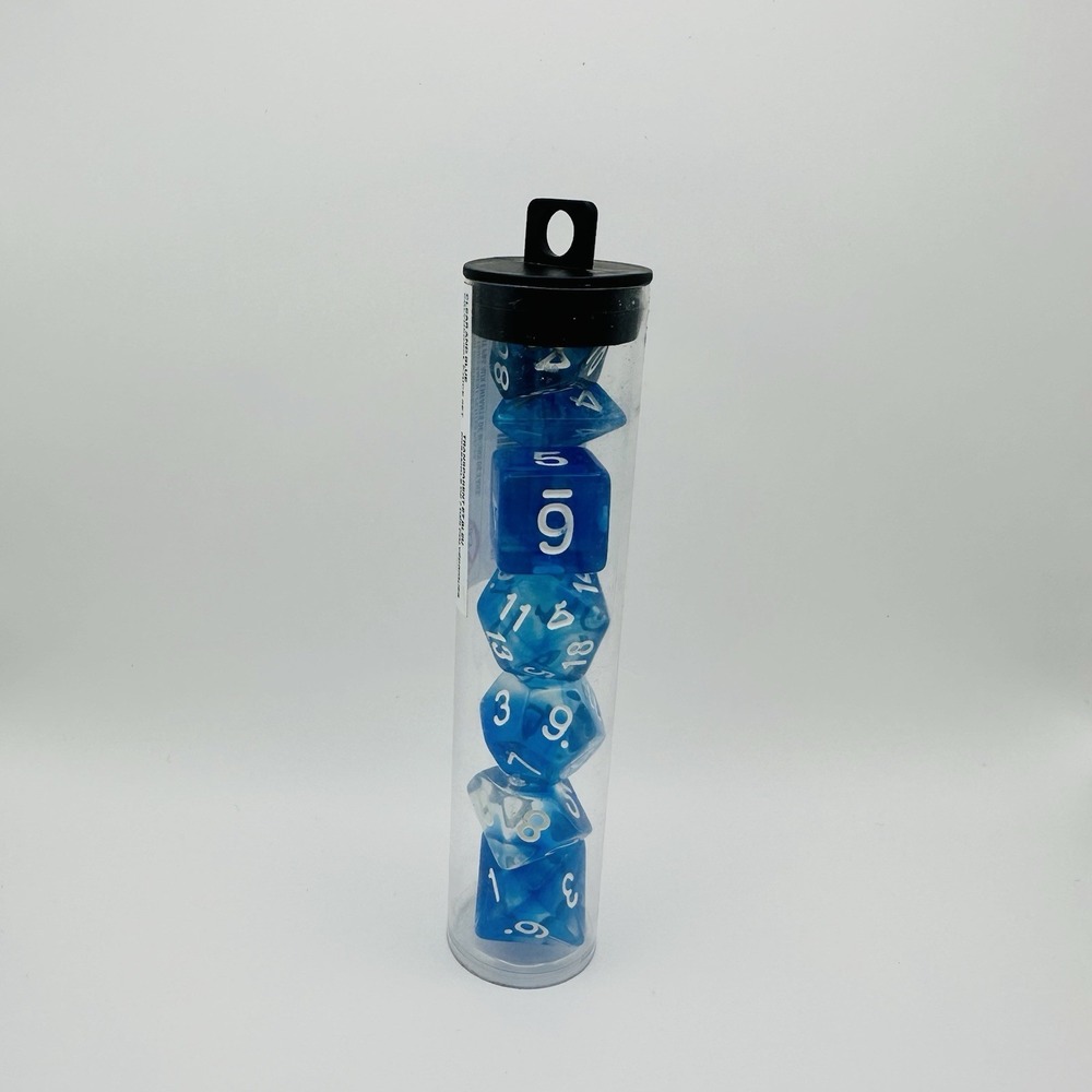 New Clear & Blue Polyhedral 7 Dice Set Dungeons and Dragons Battle Game DND RPG